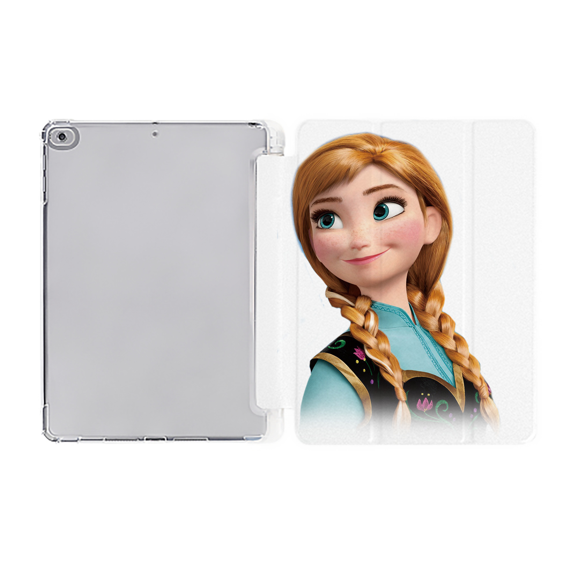 （画像用） アナと雪の女王 アンナ エルサ Frozen Anna Elsa IPad ケース ペン収納付き 三つ折りスタンド PUレザー×シリコン 対応機種9.5/10.5/10.9インチ